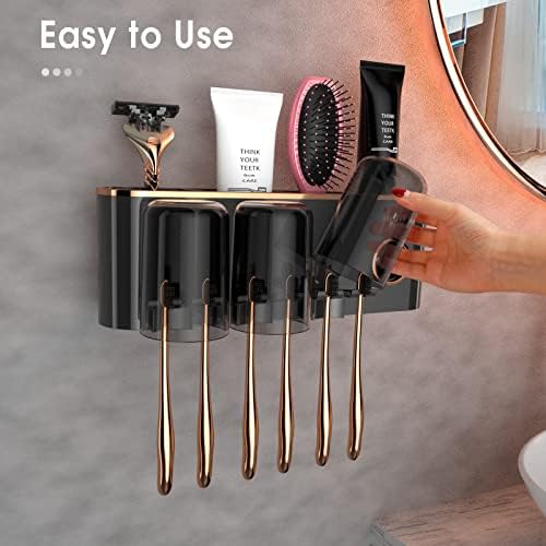 iHave Toothbrush Holders for Bathrooms Wall Mounted with Dispenser & 3 Cups - Image 3