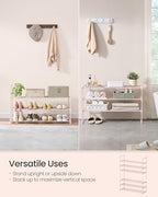 SONGMICS Shoe Rack, 3-Tier Shoe Organizer, Metal Storage Shelf | for Entryway, Upright or Upside Down, for 16-20 Pairs, Stackable, 11.8 x 36.2 x 21.7 Inches, Jelly Pink ULSA303S01 - Image 4