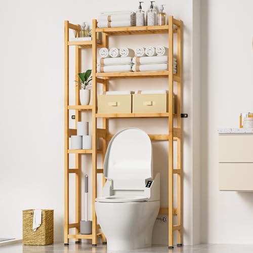 Homde Bamboo Over The Toilet Storage Organizer: Basket and Drawer (Natural) by Homde