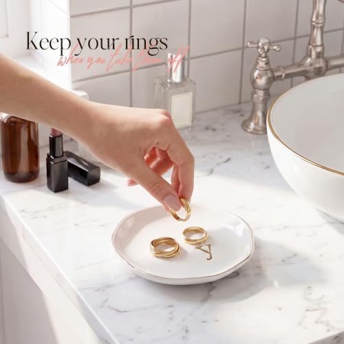 Ceramic Jewelry Tray, White Initial Y Personalized Jewelry Dish - Image 5