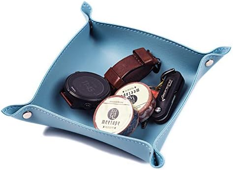 Leather Jewelry Valet Tray for Women and Man (Light Blue-B) - Image 4