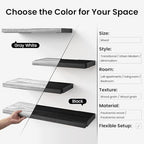BAYKA Wall Shelves for Bedroom Decor, Wood, Gray White, Set of 4, 16in - Image 5