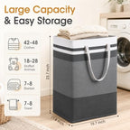 2 Pack Large Laundry Baskets, Laundry Hampers, Freestanding Waterproof Collapsible Clothes Basket with Easy Carry Handles in Laundry Room Bathroom Bedroom Dorm,Grey,75L - Image 3
