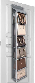 Lirex Over The Door Purse Organizer & Purse Shelf for Closet – Handbag Storage Organizer with Purse Hanger. Perfect for Scarves, Hats, and Leggings. L (15.7'' x 5.7'' x 68''), Grey by Lirex