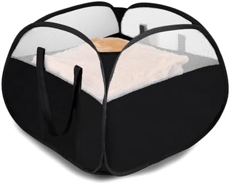 Laundry Basket with Handles 90L, Collapsible Laundry Baskets, Foldable Laundry Basket, Tear-proof Dirty Clothes Pop Up Hampers for Laundry, Bedroom, Bathroom, Dorm, Kids Room, Travel or Campout Black by Bemkoo