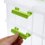 BTSKY 2 Layer Stack & Carry Box, Plastic Multipurpose Portable Storage Container Box Handled Organizer Storage Box for Organizing Stationery, Sewing, Art Craft, Jewelry and Beauty Supplies Green - Image 4