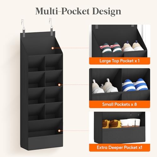 Lifewit 6 Tier Over the Door Shoe Organizer with 11 Large Deep Pockets, Fabric Hanging Shoes Shelf for Closet, Dorm Storage, Fit Up to 12 Pair Shoe Rack Holder for Sneakers, Boots, Black - Image 6