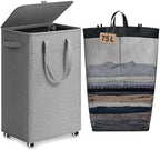 Goodpick 75L Rolling Laundry Basket with Wheels and Lid, Grey by Goodpick