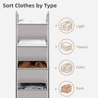 STORAGE MANIAC Vertical Rolling Laundry Hamper, 4 Section Laundry Sorter with Wheels and 2 Breaks, 4-tier Laundry Baskets for Small Space, Dorm, Laundry Room, Closet, Bathroom, Gray 4-tier - Image 5