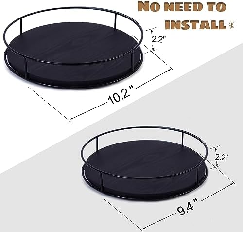[ 2 Pack ] 9" & 10" Black Wood Lazy Susan Organizers with Steel Sides - Image 2