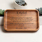 Personalized Son-in-Law Wooden Valet Tray, Custom Engraved Wood Catchall Tray for Keys, Watch, Wallet, Ring, Jewelry, Wedding Gift for Groom from Parent, Future Son in Law Gift, Bonus Son Gift for Men - Image 5
