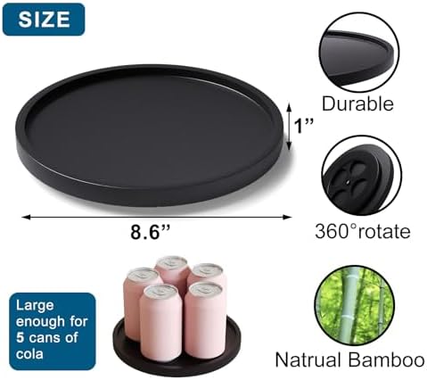 VERTORGAN Lazy Susan Bamboo Organizer for Kitchen,Cabinet,Small(Black) - Image 6