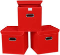 Closet Organizers Fabric Storage Bins With Lids Collapsible Cube Storages Organizer Basket With Handles,Storage Boxes for Clothes Storage,Office,Toys,3 Pack,（Red by SEVENDOME