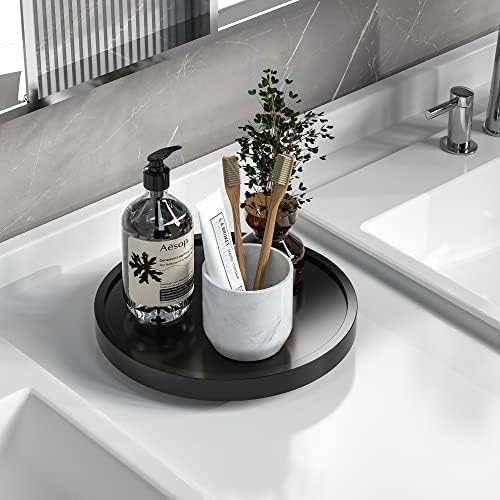 Turntable Vanity Tray, 9 Inch Bamboo Kitchen Sink Countertop Organizer by VeyFey