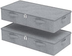 Underbed Fabric Storage Box with Lids,31.4x15.7x5.9in,Grey,2 Pack by Unknown