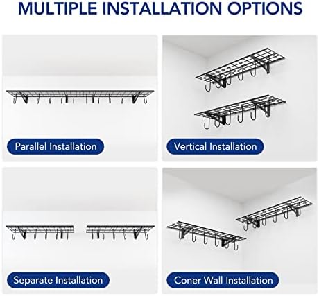 FLEXIMOUNTS 1-Pack 1x4 ft Garage Wall Shelving, Include 6 Bike Hooks, Black - Image 5