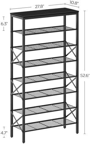 YATINEY 8 Tier Shoe Rack, Large Capacity Shoe Storage Organizer Holds 32 Pairs, Sturdy and Stable, for Entryway, Hallway, Closet, Dorm Room, Black SS08BB - Image 3