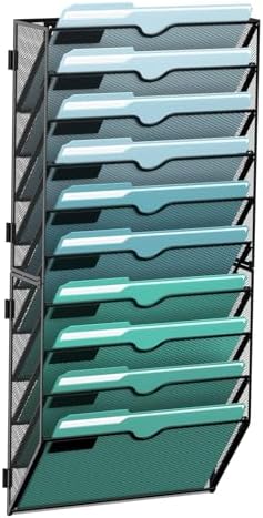 10-Tier Wall File Organizer, Hanging File Holder, Wall Mounted Mail Sorter by SUPEASY
