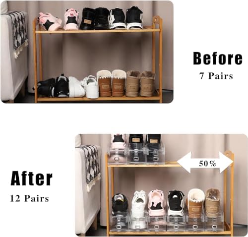 Shoe Stacker Shoe Rack Organizer for Closet Space Saver Storage Shoe Holder Organization (Transparent, 6 pack) - Image 5
