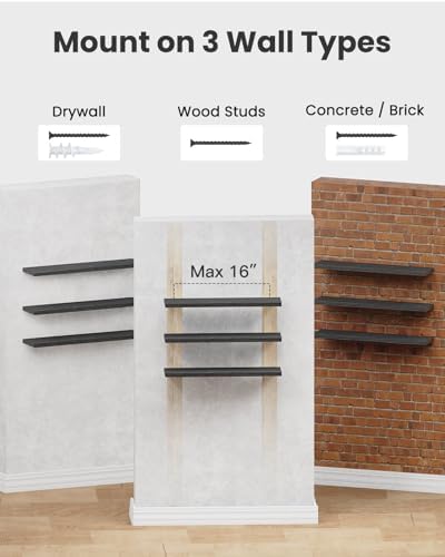 Amada 23.6" Floating Shelves for Wall Decor & Storage, Set of 3, Black - Image 7
