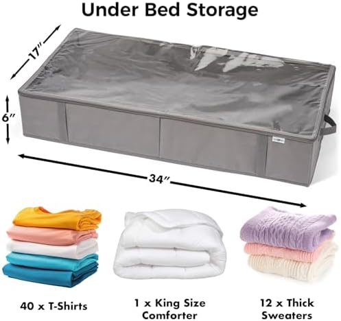 StorageExpert Under Bed Storage Containers, Closet Organizer, Black, 2 Pack | Under Bed Storage, Foldable Fabric, Large Capacity, Dustproof, Clothes Storage, Blanket Storage, Toy Organizer, Space Saving - Image 2