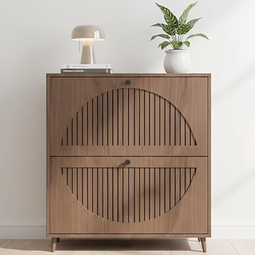 Shoe Storage Cabinet for Entryway | Ultra-Slim Narrow Shoe Organizer with 2 Flip Drawers | Freestanding Hidden Shoe Rack | Space-Saving Solution for Small Hallway, Foyer, Mudroom by Unknown