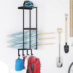 Camping Chair Wall Storage for Garage, Metal Camping Chair Storage Rack Wall Holder, Floating Shelf, 4 Hooks, Stainless Steel, Beach Chair Rack, Umbrella Holder, Garage Chair Organizer, Matte Black - Image 5