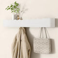 Wall Mounted Coat Rack with Shelf, Wooden Entryway Organizer with Hidden Metal Hooks for Hanging Coats Bags Keys, Modern Floating Shelf for Hallway Bathroom by VERASCOT