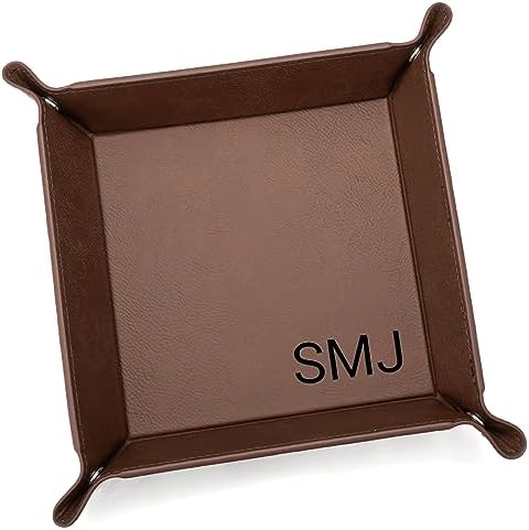 Lifetime Creations Monogrammed Valet Tray for Men, Brown Leather by LifetimeCreations