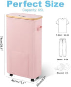 Vincona Laundry Basket with Wheels, Tall Dirty Clothes Hamper on Wheels, Rolling Laundry Hamper with lid for Dorm, Bedroom and Bathroom - Image 2