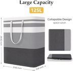 StorageRight Laundry Basket Hamper, 125L Collapsible Clothes Storage, Grey - Image 2