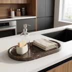 YKAJO Dark Emperador Oval Marble Tray, 11.8x5.9 Vanity Perfume Organizer - Image 5