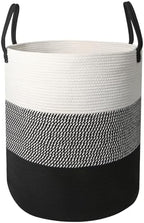 70L Woven Laundry Basket,Large Clothes Hamper with Handles-Black by HZFTJOY