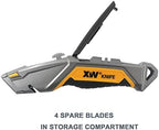 XW Utility Knife Set, Heavy Duty Zinc Alloy Retractable Box Cutter and Folding Utility Knife with Blade Storage Design, Total 18 PCS Blades Included, 2-Pack - Image 3
