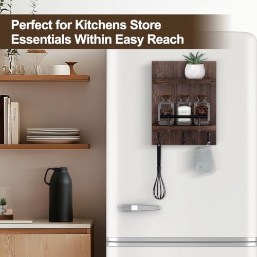 Magnetic Key Holder Wall Mount, Mail Shelf Decor with 3 Key Hooks - Image 2