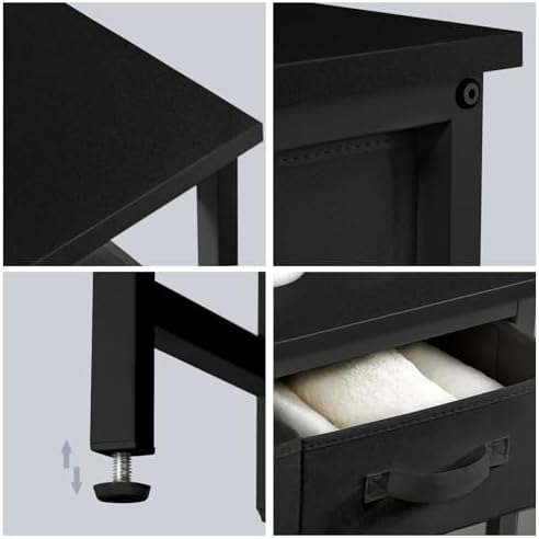 MOHOPE 2-Tier Over The Toilet Storage with 2 Fabric Drawers, Freestanding Above The Toilet Storage Cabinet, Space Saver Metal Over Toilet Bathroom Organizer Shelf for Small Space, Black - Image 5