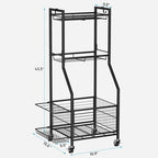 Sports Equipment Storage Rack with Wheels, 3-Tier Ball Organizer - Image 2