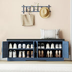 HOMSHO Farmhouse Shoe Storage Bench with 4 Barn Doors & Padded Seat Cushion - Image 4