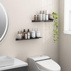 Danpoo 20 inch Long Metal Floating Shelves for Wall Organizer & Storage, Display Shelves for Bathroom, Living Room, Kitchen, Bedroom(Matte Black, 2-Pack) - Image 5