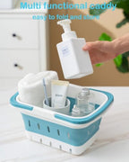 Portable Folding Plastic Bath Caddy with Handle, Perforated, Travel Bathroom Organizer for Bedroom, Bathroom, Shower, Dorm Room, Camping and RV Use (Blue, 1 pack) - Image 6