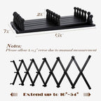 SCUNDA Wall Rack with 20 Hooks, Wooden Wall Expandable Coat Rack for Coat, Hats, Baseball Caps, Coffee Mug, Jewelry(Black) - Image 4