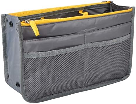 Vercord Purse Organizer Insert for Handbags Bag Organizers Inside Tote Pocketbook Women Nurse Nylon 13 Pockets Grey Medium by Vercord