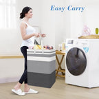 BlissTotes 3-Pack Laundry Basket, Collapsible Laundry Hamper, Grey, 125L - Image 5