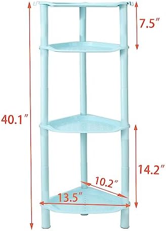4 Tier Corner Shower Caddy, Rustproof, Plastic Shower Organizer for Bathroom, Bathtub, Shower pan, Bath Accessories Shower Caddies, 13.5 x 10 x 33.5 Inches, Blue (Round Slot Blue 4 Tier) - Image 3