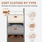 STORAGE MANIAC 120 Liters Vertical Rolling Laundry Hamper, 3 Section Laundry Sorter with Wheels and 2 Breaks, 3-tier Laundry Baskets for Small Space, Dorm, Laundry Room, Closet, Multicolored 3-tier - Image 3