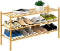 ROMGUAR CRAFT 3-Tier Bamboo Long Shoe Rack, Free Standing Wood Shoe Shelf Storage Organizer for Closet Entryway Stackable 35"x11"x20" (Natural) by ROMGUAR+CRAFT