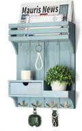 Rebee Vision Key Holder Wall Mount with Drawer & Shelf for Entryway, Blue by REBEEVISION