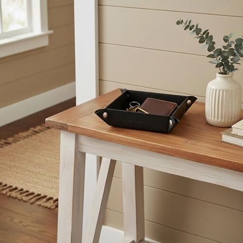 UnionBasic Small Valet Tray, Jewelry Tray for Rings Watches Earrings, Entryway Catchall Caddy for Coins Keys Change, Nightstand Bedside Valet Holder, Trays for Electronic Gadgets, Black - Image 3