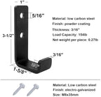 4 Pack 1-5/8" Heavy Duty Steel J Hook, Wall Mount Garage Hanging Bracket - Image 3