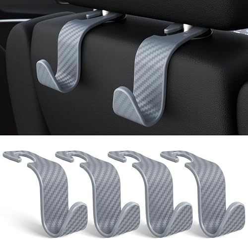4-Pack Car Headrest Hooks Holds 55lbs Seat Storage Organizer for Bags by Amooca
